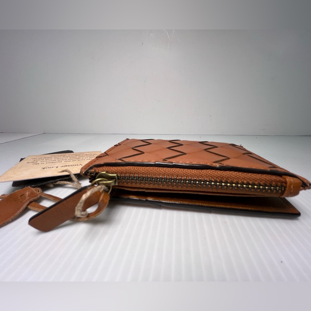 Genuine Leather Handcrafted Bifold Small Wallet w/Woven Leather Exterior - Picture 9 of 13